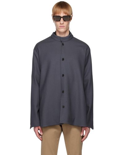 Zegna Grey Insulated Collar Shirt - Black