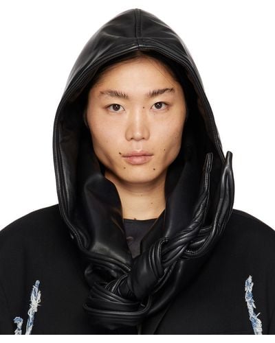 Y. Project Wire Leather Hood - Black