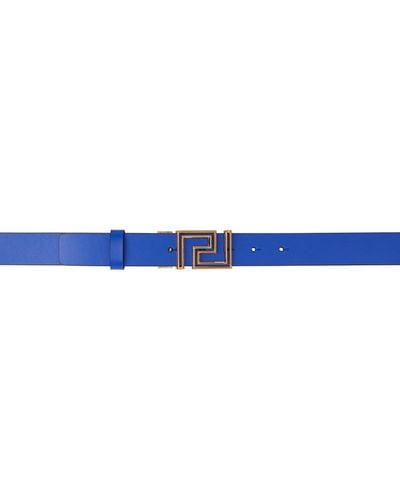 Versace Black & Blue Greca Reversible Belt