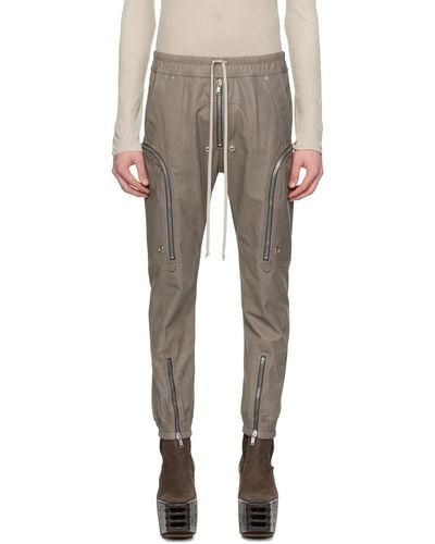 Rick Owens Grey Bauhaus Leather Cargo Trousers - Multicolour