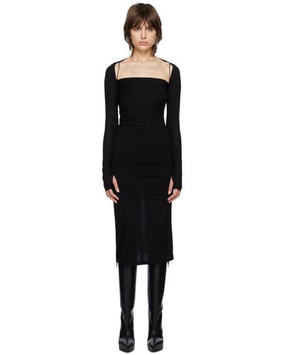 Helmut Lang Black Scala Midi Dress