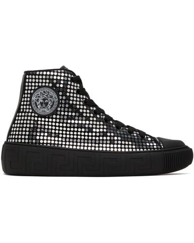 Versace Studded High Top Sneakers - Black