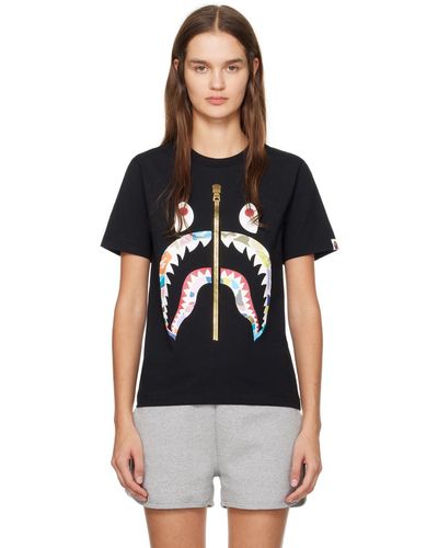 A Bathing Ape Multi Camo Shark T-shirt - Black