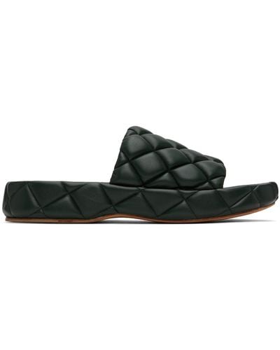 Bottega Veneta Khaki Padded Sandals - Black