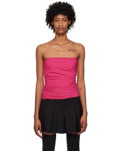 Helmut Lang Ssense Exclusive Pink Ruched Tube Top - Red