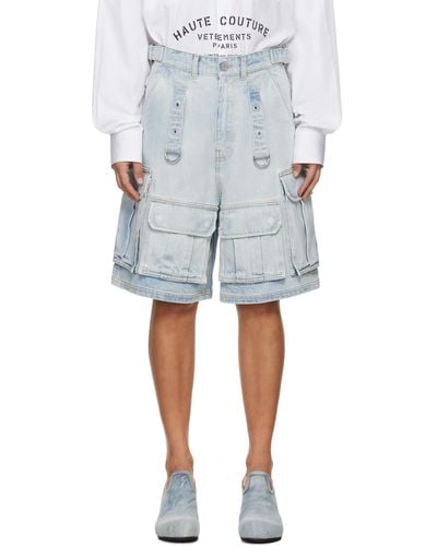 Vetements Multipocket Denim Shorts - Blue