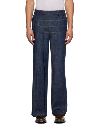 Situationist Pleated Jeans - Blue
