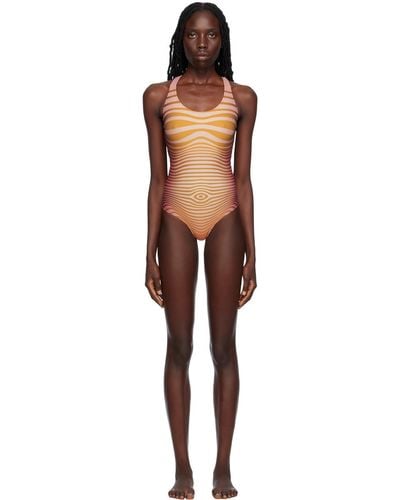Jean Paul Gaultier Red & Orange 'the Body Morphing' Swimsuit - Black
