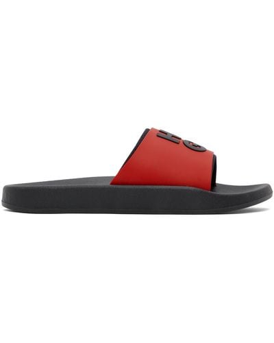 HUGO Sandales rouges à logo gaufré - Noir