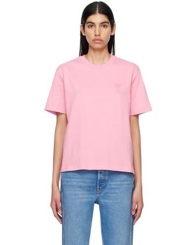 Ami Paris Ami de Coeur rosa T -Shirt - Rose