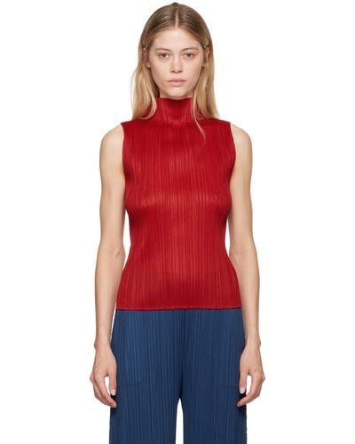 Pleats Please Issey Miyake New Colorful Basics Tank Top - Red