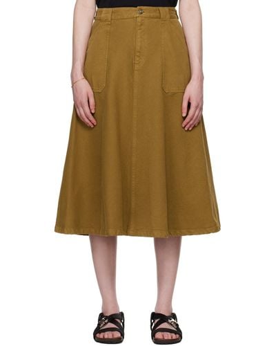 A.P.C. Tan Laurie Denim Midi Skirt - Natural