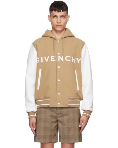 Givenchy Leather Bomber Jacket - Natural