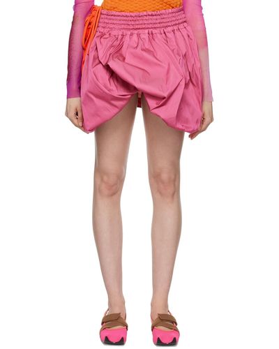 PAULA CANOVAS DEL VAS Gathe Miniskirt - Pink