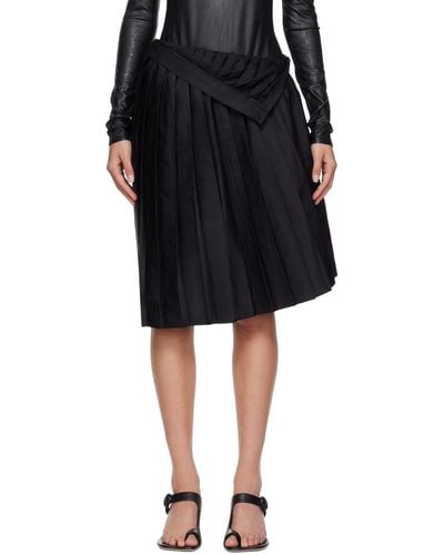 MM6 by Maison Martin Margiela Black Pleated Midi Skirt