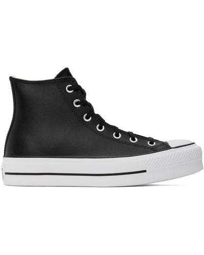 Converse Chuck Taylor All Star Lift Leather High Top Trainers - Black
