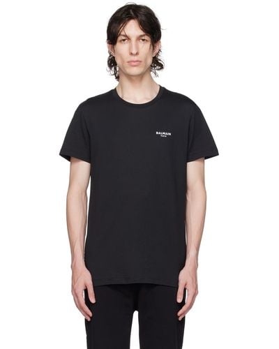 Balmain Mini Floked Logo T-shirt - Noir