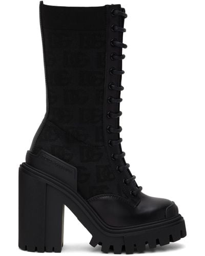 Dolce & Gabbana オールオーバーdg ブーツ - ブラック