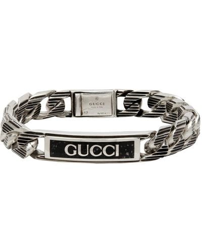 Gucci Logo Thin Enamel Bracelet - Metallic