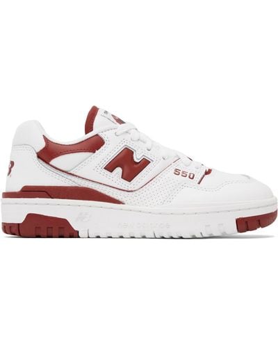 New Balance White & Red 550 Trainers - Black