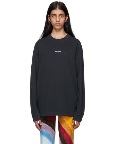 Acne Studios T-shirt à manches longues noir en coton