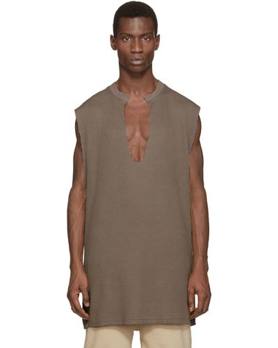 Yeezy Taupe Waffle Cotton Thermal Tank Top - Brown