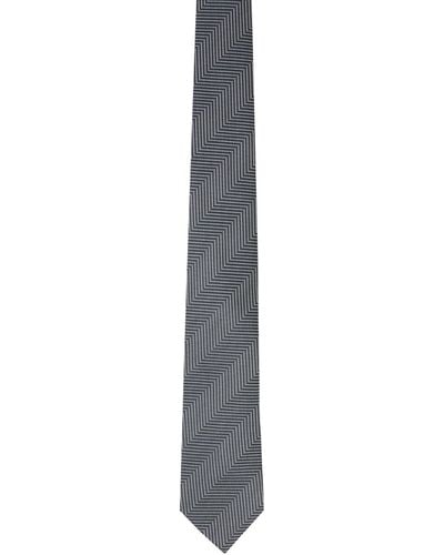 Tom Ford Gray Diagonal Stripe Tie - Black
