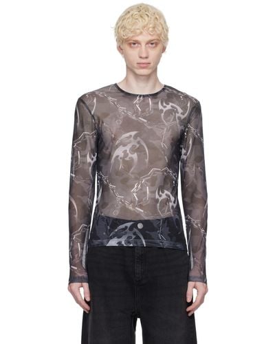 Han Kjobenhavn T-shirt à manches longues gris à motif uflage imprimé - Noir