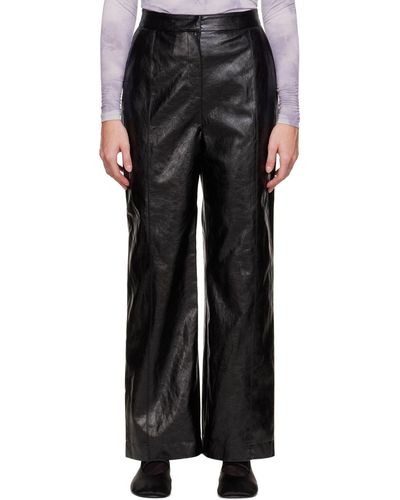 LVIR Pantalon noir en cuir synthétique grainé