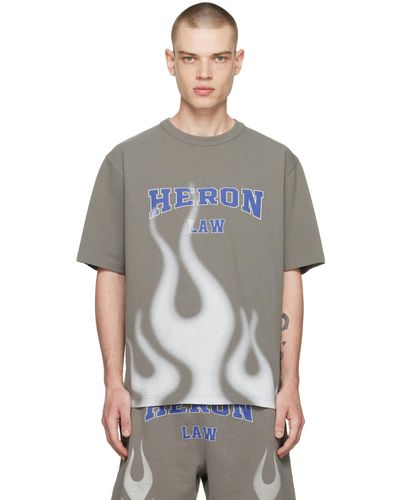 Heron Preston Heron Law Flames T Shirt - Grey