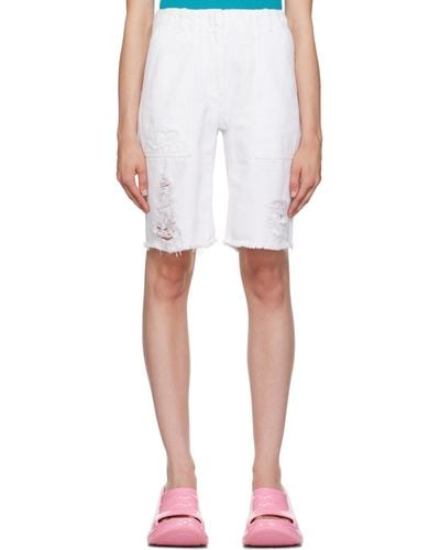 Givenchy White Destroyed Denim Shorts - Multicolour