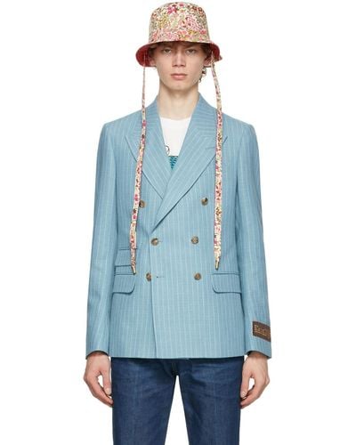 Gucci Reversible Off-white ' Eschatology' Bucket Hat - Blue