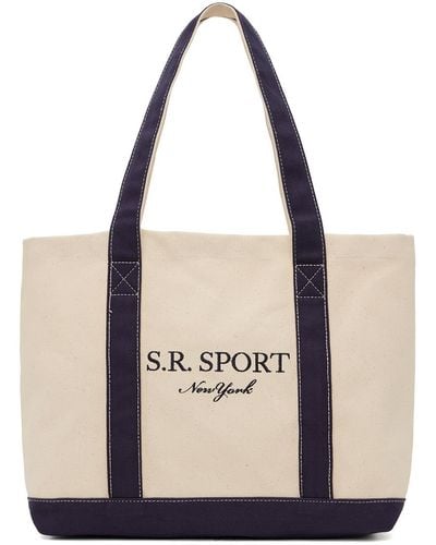 Sporty & Rich Navy & White 's.r. Sport' Tote - Natural