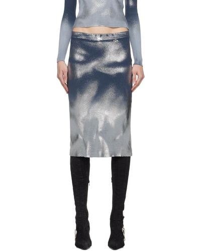 DIESEL Blue & Grey M-ilan Midi Skirt