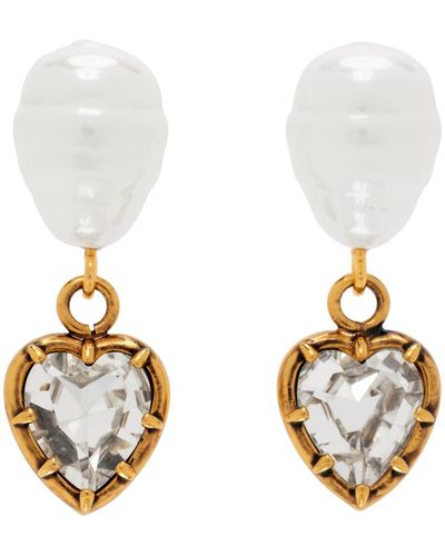 Erdem Pearlheart Drop Earrings - Metallic