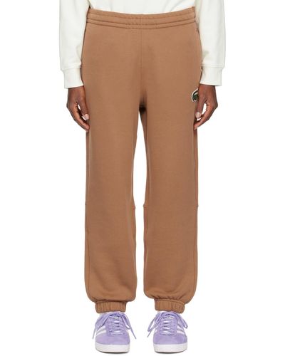 Lacoste Brown Embroidered Lounge Trousers - Natural