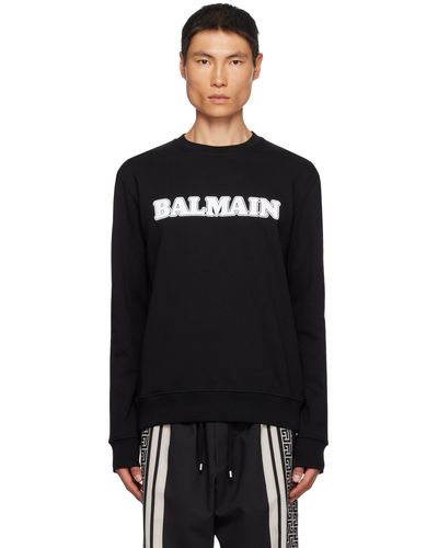 Balmain Retro フロックロゴ スウェットシャツ - ブラック