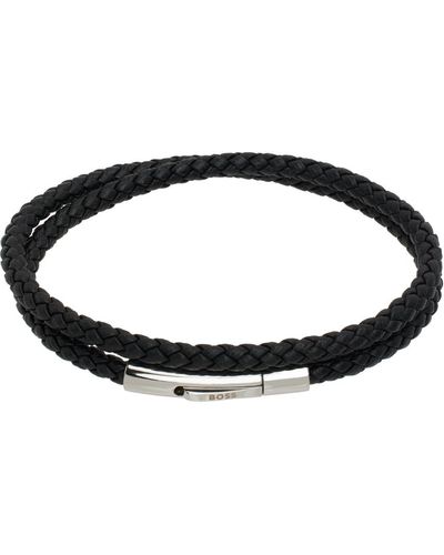 BOSS Black Double Braided Bracelet