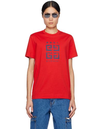 Givenchy T-shirt rouge à image et à logos 4g