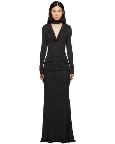 Blumarine Gray Cutout Maxi Dress - Black