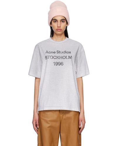 Acne Studios T-shirt gris à logo imprimé - Blanc