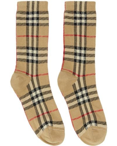 Burberry Beige Vintage Check Socks - Multicolor