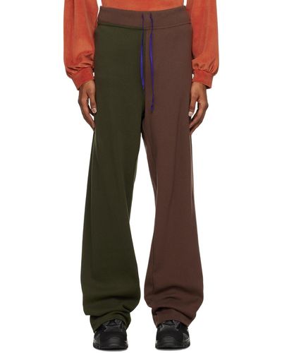 SC103 Pantalon de détente vert et brun à panneaux - Marron