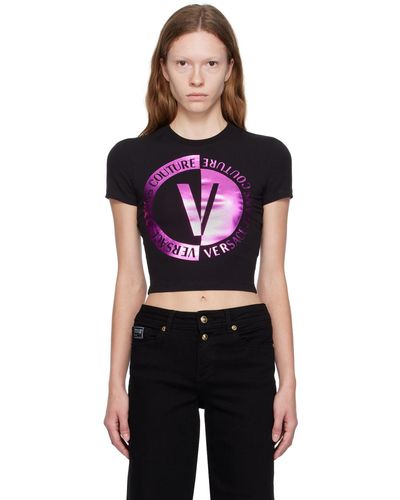 Versace Jeans Couture T-shirt noir à image à logo imprimée