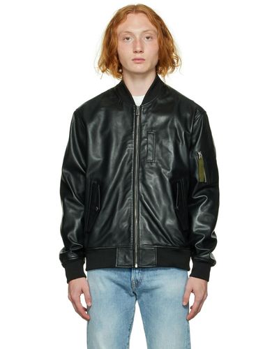 PS by Paul Smith Bomber Leather Jacket - Black