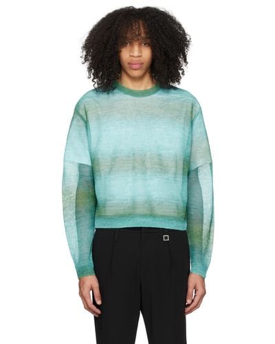 WOOYOUNGMI Blue & Green Gradient Stripe Sweater