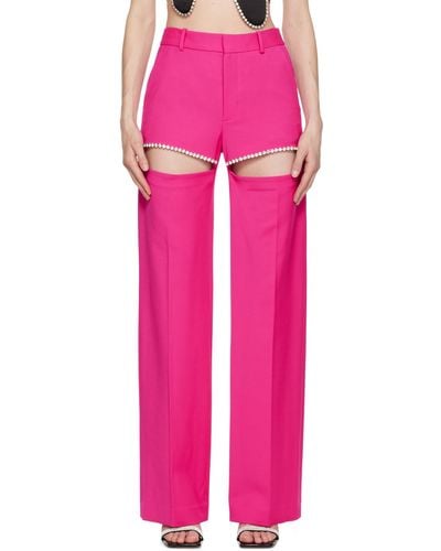 Area Pink Crystal Slit Trousers