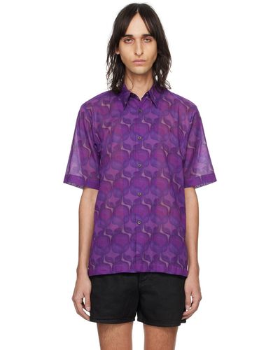 Dries Van Noten Purple Graphic Shirt