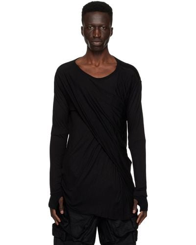 Julius Drape Long Sleeve T-shirt - Black