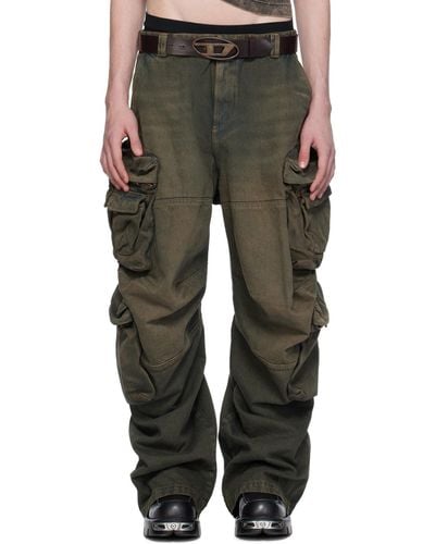 DIESEL Ssense Exclusive Brown Denim Cargo Trousers - Multicolour